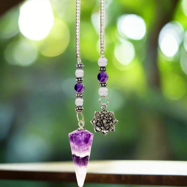 Chevron Amethyst Pendulum | Tree of Life Clarity
