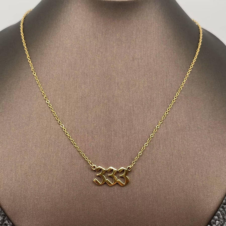 Lucky Numbers 18K Gold Plated Stainless Steel Necklace - FGS: 444