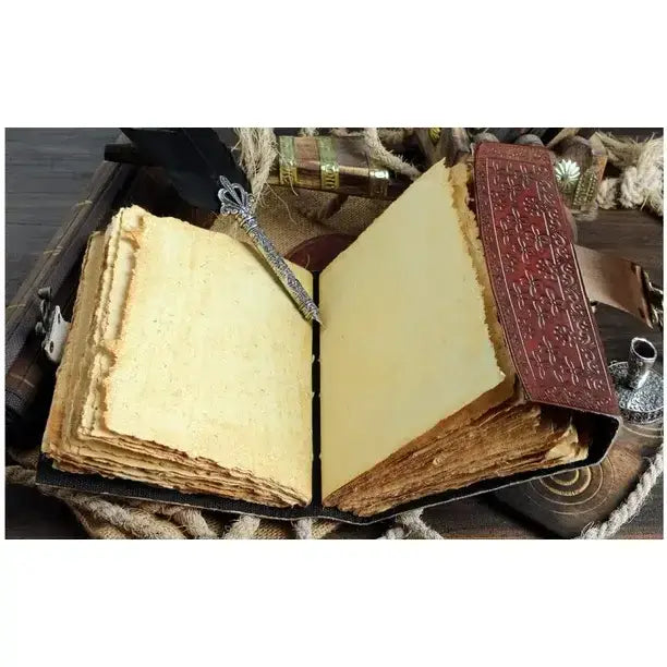 Handmade Moon Leather with Stone (7x5 inches) Brown: Deckle Page / 7 x 5 Inch / Unlined