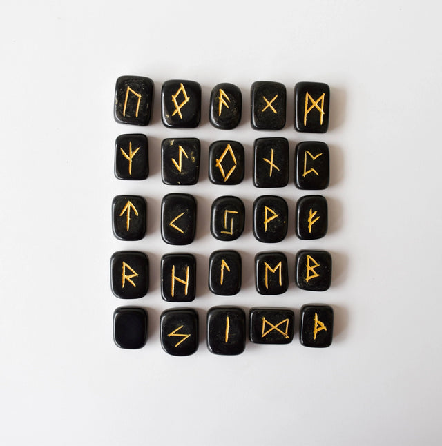 Rune Set - Black Jasper