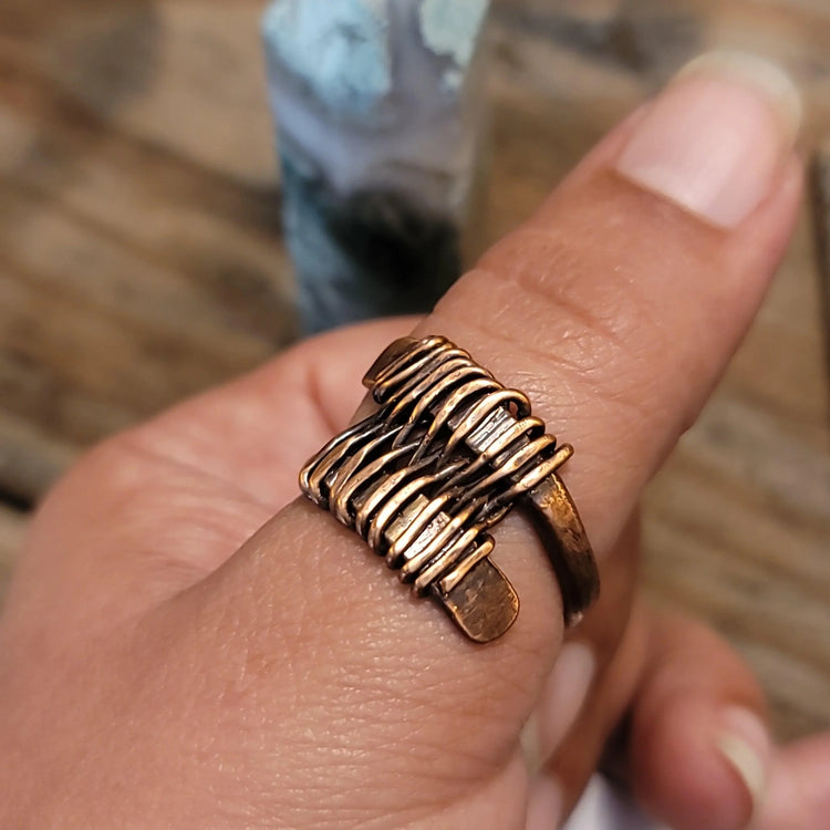 12½ Woven Copper Ring - Wild Raven