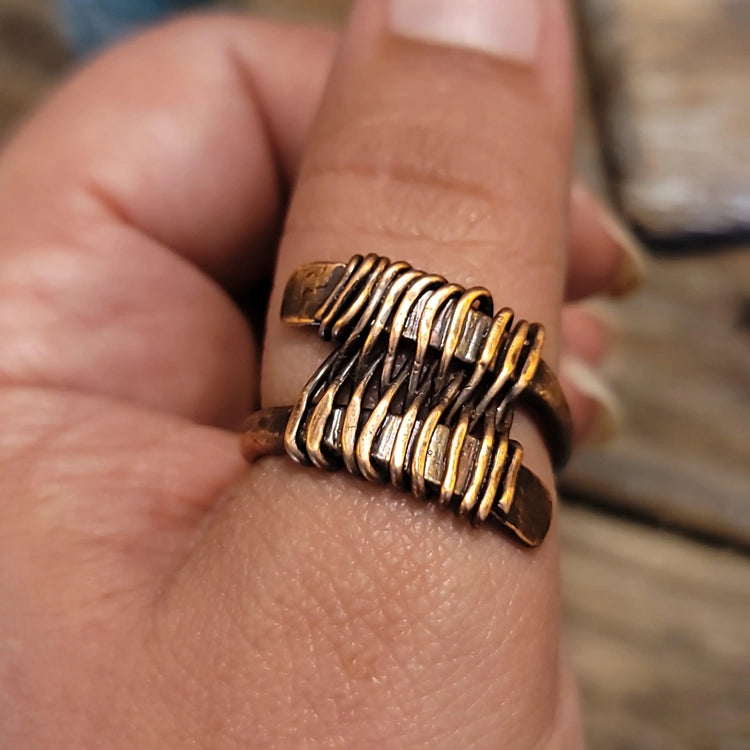 12½ Woven Copper Ring - Wild Raven