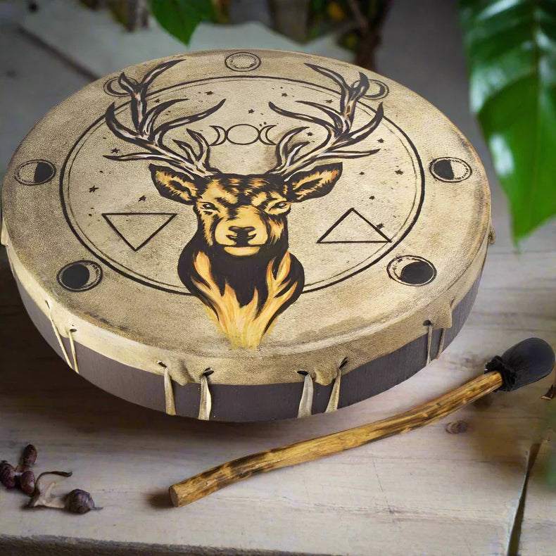 Ceremonial Drum - Stag w/ Moon Phases