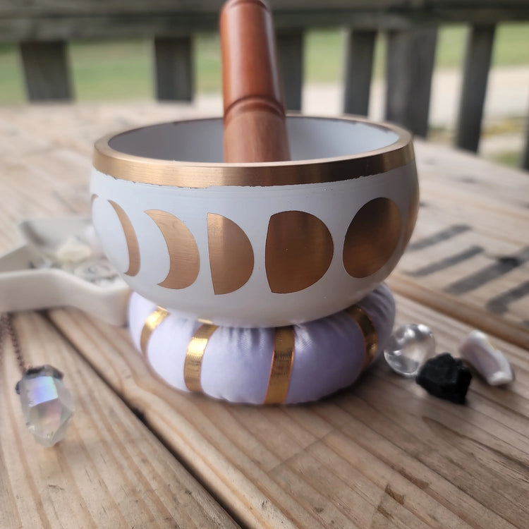 Moon phase brass singing bowl