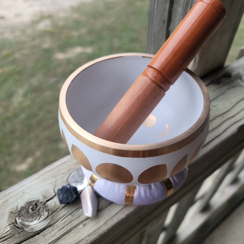 Moon phase brass singing bowl