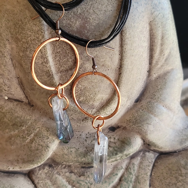 Smoky Aura Quartz Earrings