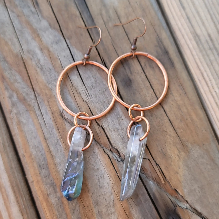 Smoky Aura Quartz Earrings