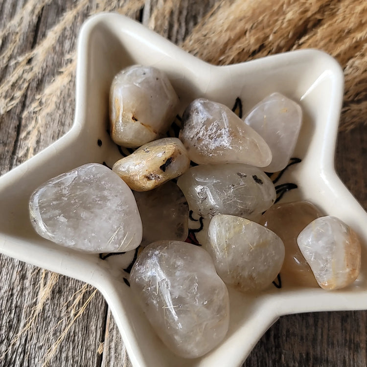Rutilated Quartz Tumbled Stone | Clarity & Manifestation