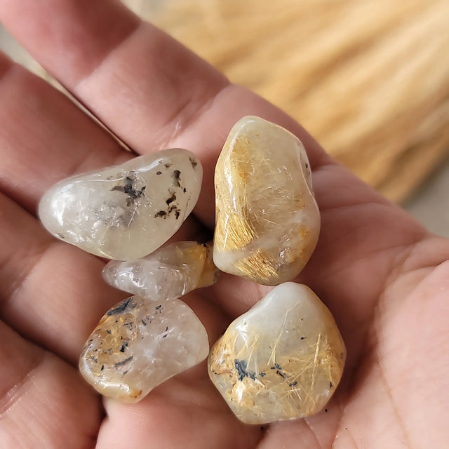Rutilated Quartz Tumbled Stone | Clarity & Manifestation