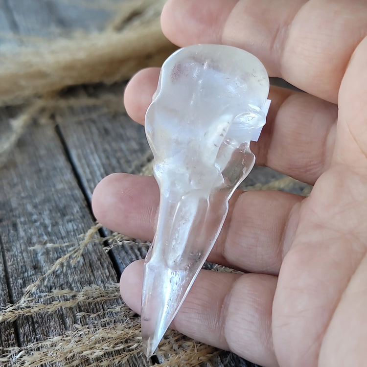Clear Quartz Raven Skull