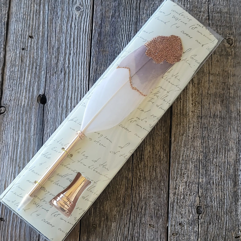 Quill Ballpoint Pen & Stand: Lavender Gold