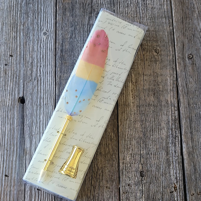 Quill Ballpoint Pen & Stand: Rainbow Sparkling