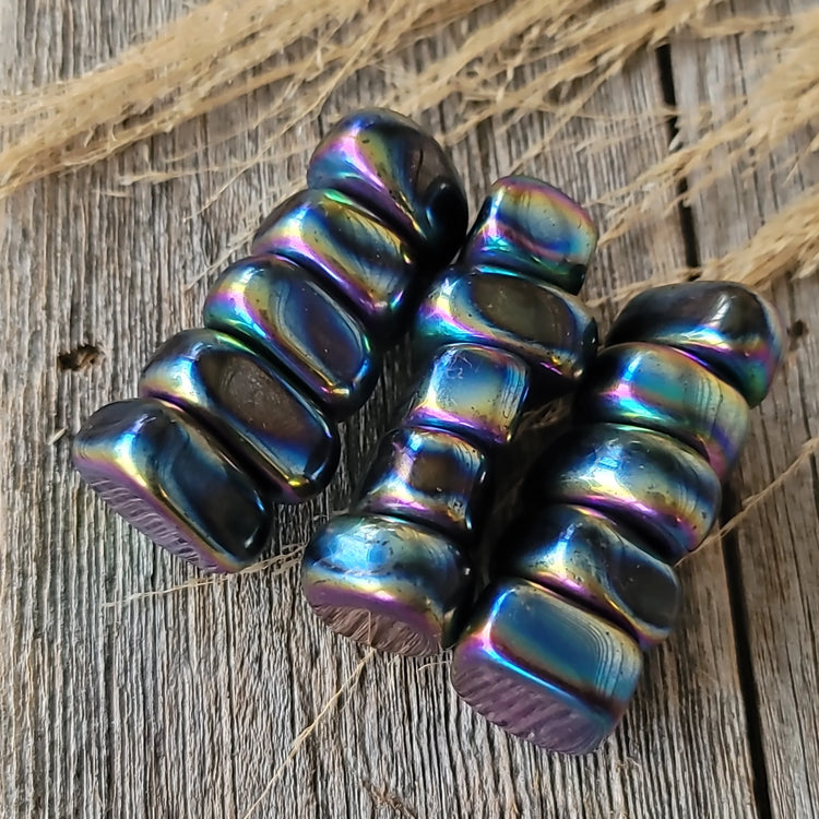Rainbow Hematite Tumbled | Magnetic Grounding + Aura Shield