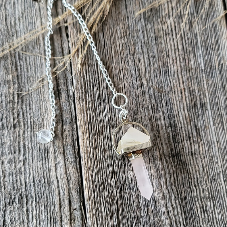 Rose Quartz Pendulum Pyramid w/ rose quartz point