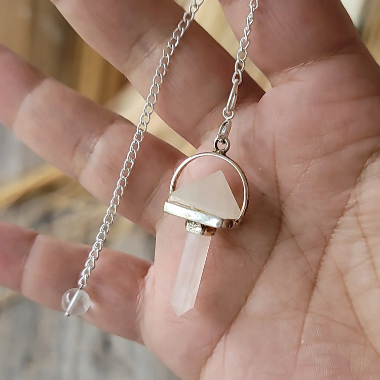 Rose Quartz Pendulum Pyramid w/ rose quartz point