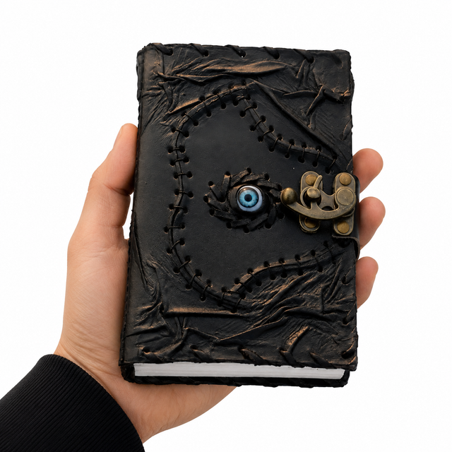 MINI Handmade Leather Journal Black Hocus Pocus 5x3 INCH