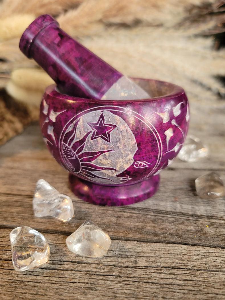 Mortar & Pestle Soapstone - Purple Celestial