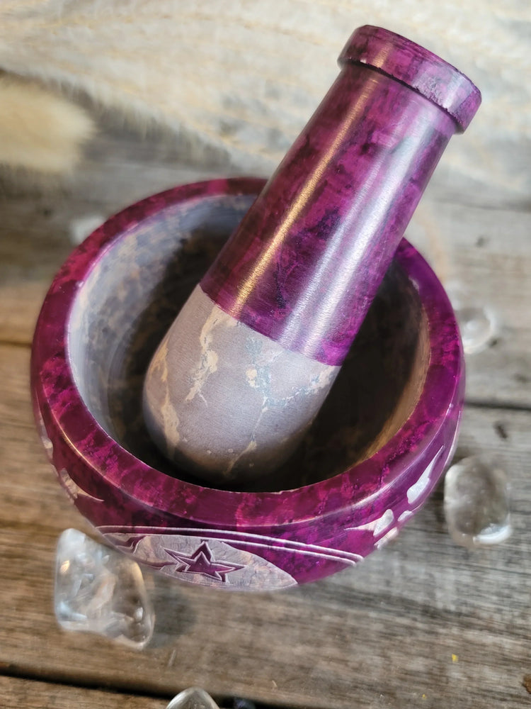 Mortar & Pestle Soapstone - Purple Celestial