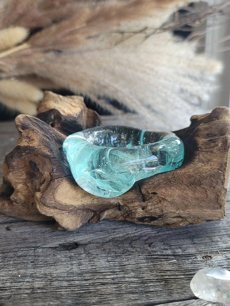 Molten Glass Candle In Natural Wood