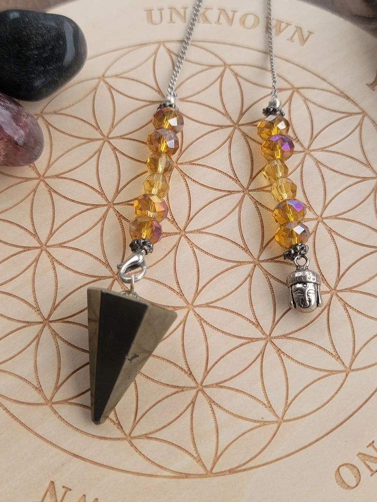Pyrite Buddha Pendulum | Protection, Power & Presence