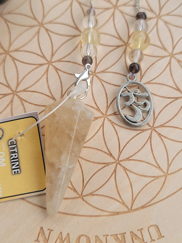 Citrine Pendulum with Om Charm | Clarity + Confidence