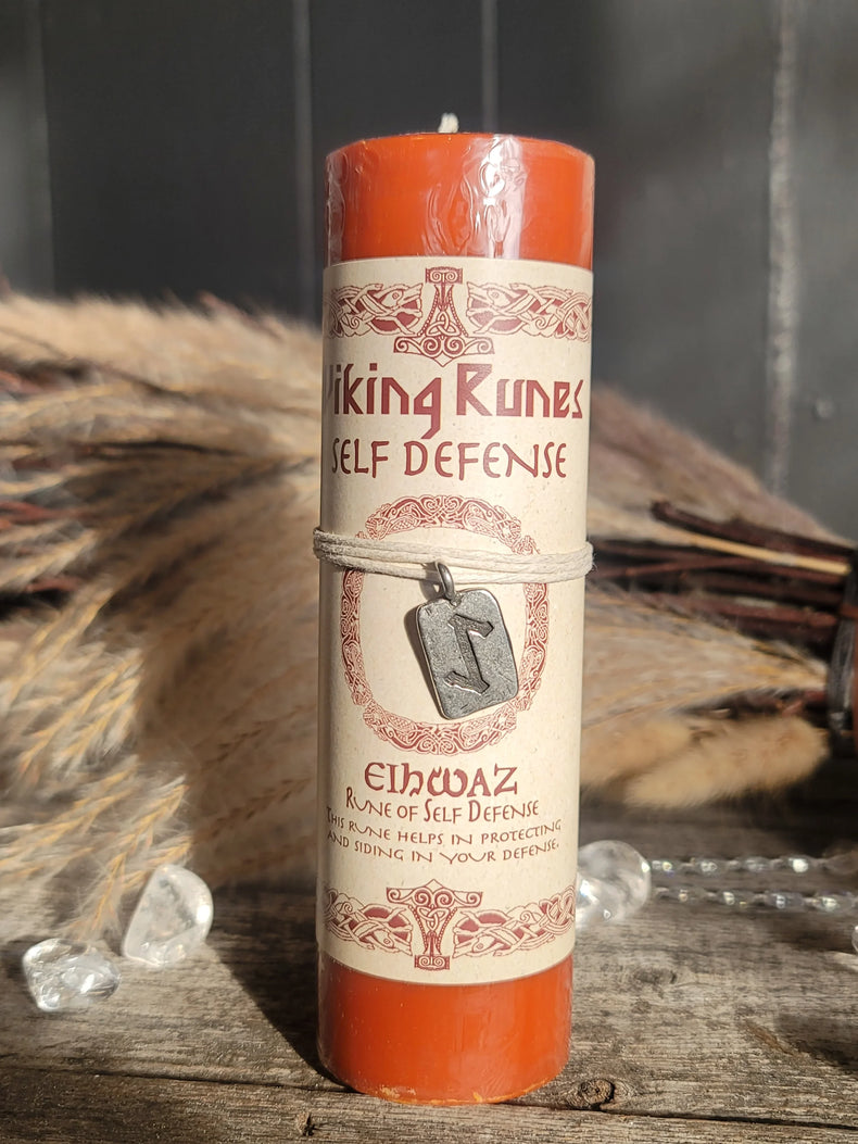 Viking Rune Pewter Pendant Candle: EIWAZ