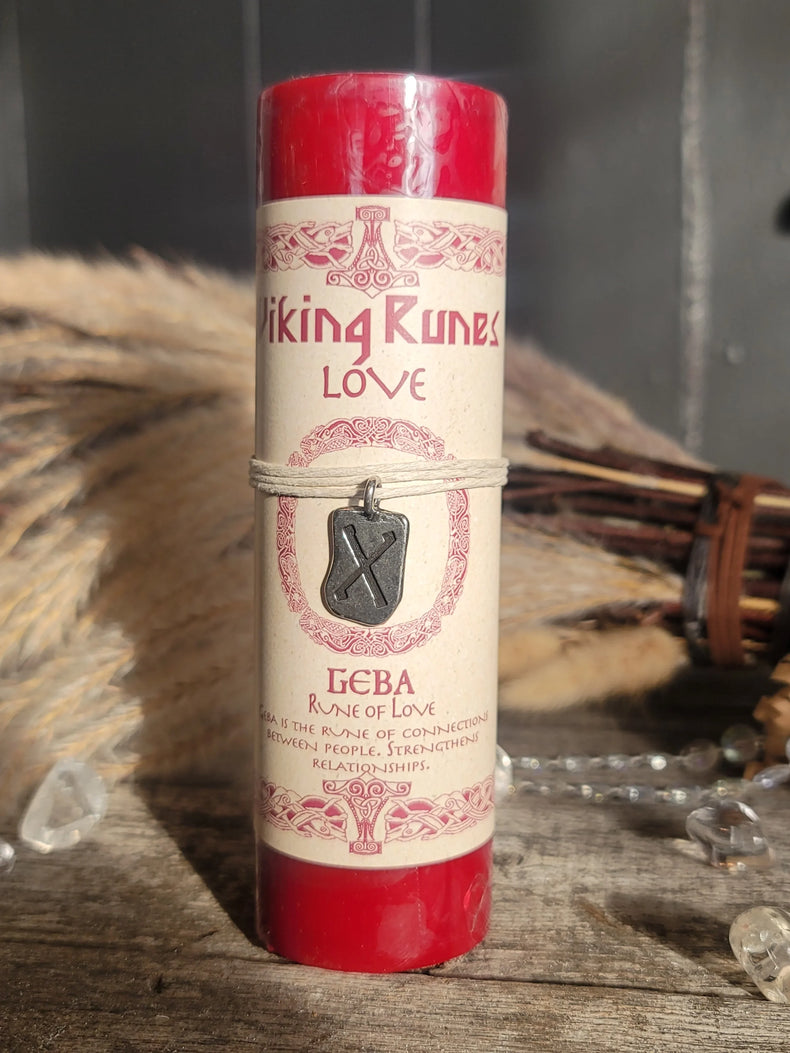 Viking Rune Pewter Pendant Candle: GEBA