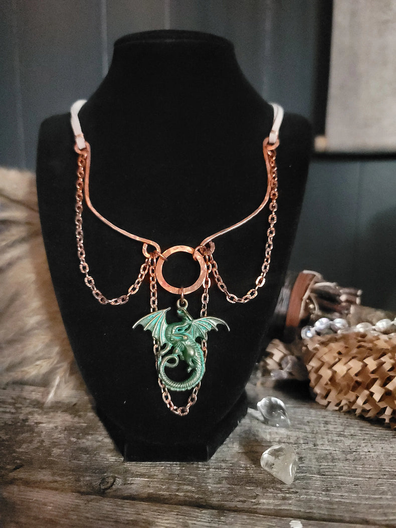 Copper & Patina Dragon Necklace