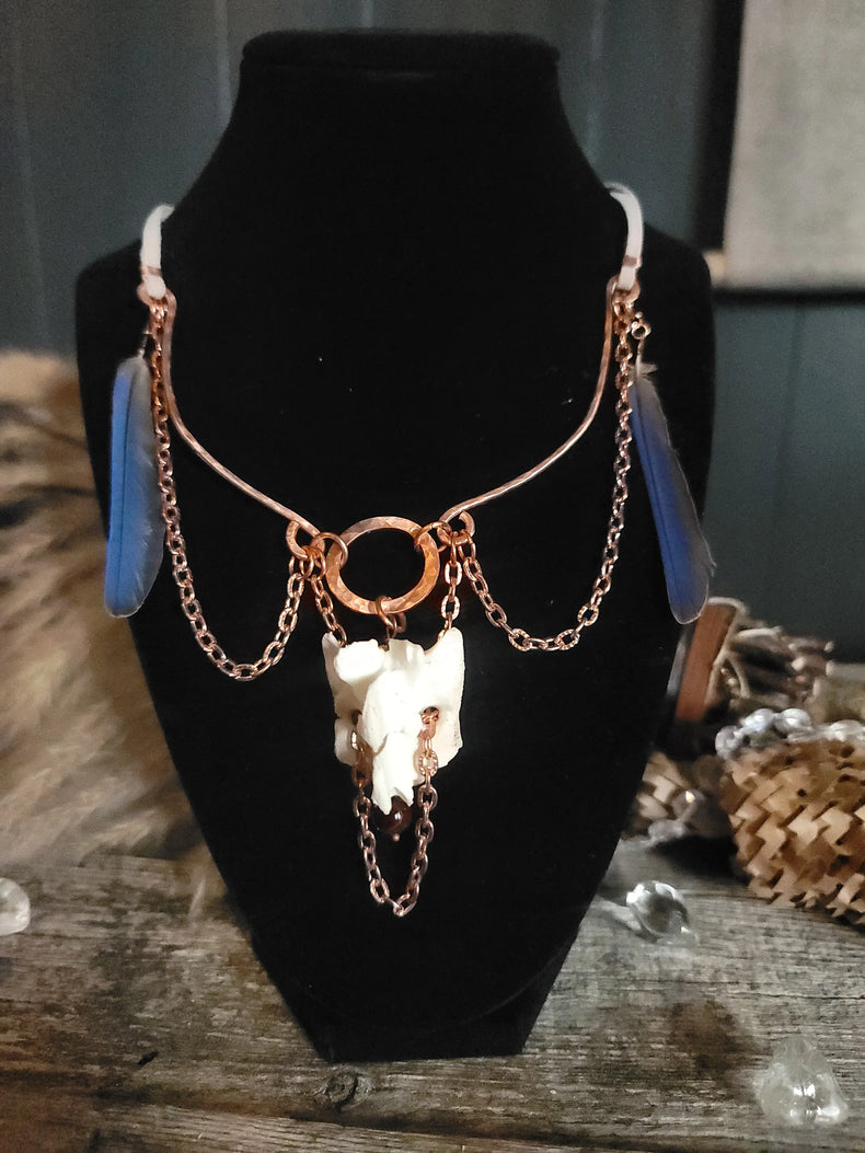 Shamanic Opossum Bone & Feather Necklace