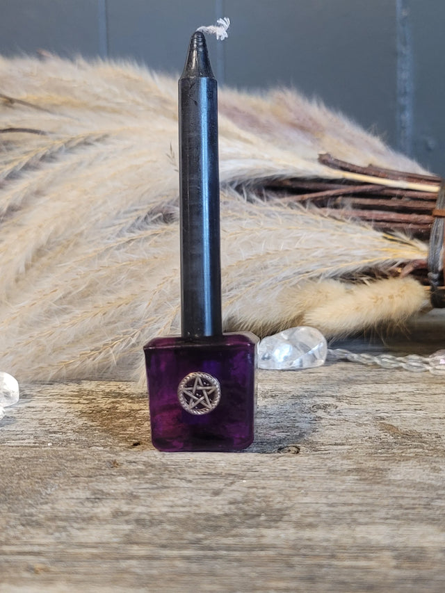 Chime Candle Holder Pentacle Purple