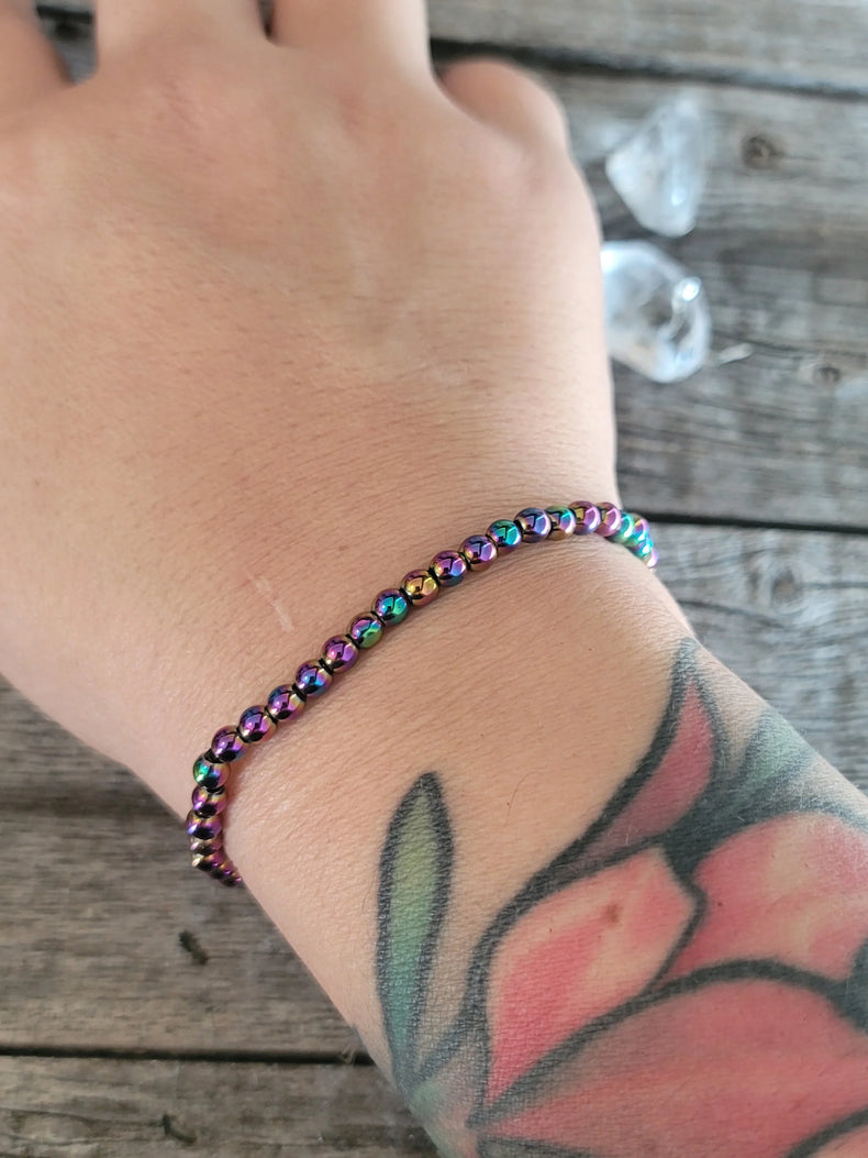 Rainbow Hematite Elastic Bracelet 4mm