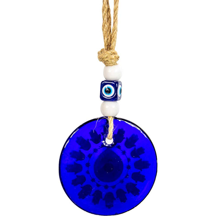 Glass Evil Eye Wall Hanging Talisman Circle of Elephants