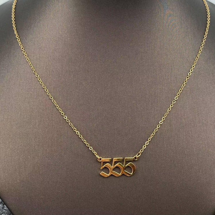 Lucky Numbers 18K Gold Plated Stainless Steel Necklace - FGS: 444