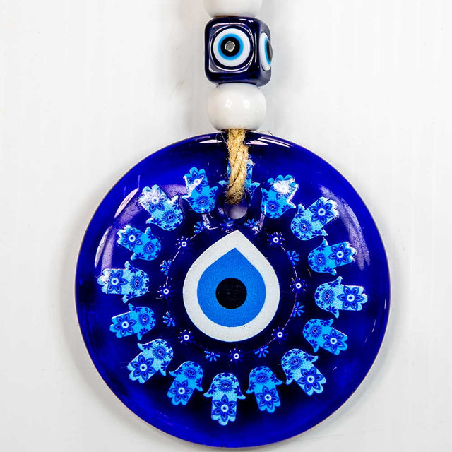 Glass Evil Eye Wall Hanging Talisman Circle of Fatima Hands: Fatima Hand