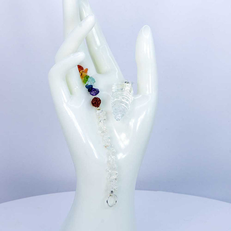 Gemstone Pendulum w/ Chakra Chip & Rudraksha Seed Chain: Chakra Chip & Rudraksha Seed Chain