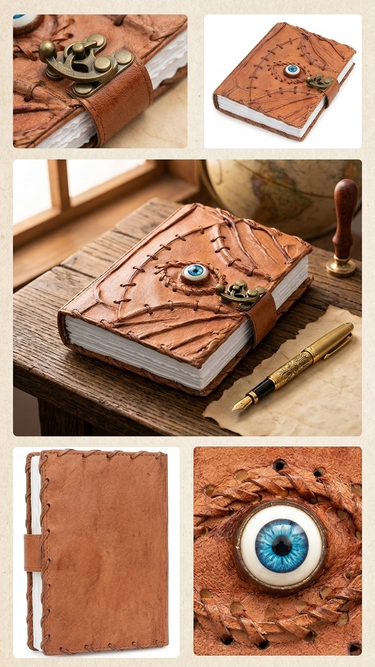 MINI Handmade Leather Journal Tan Brown Hocus Pocus 5x3 INCH