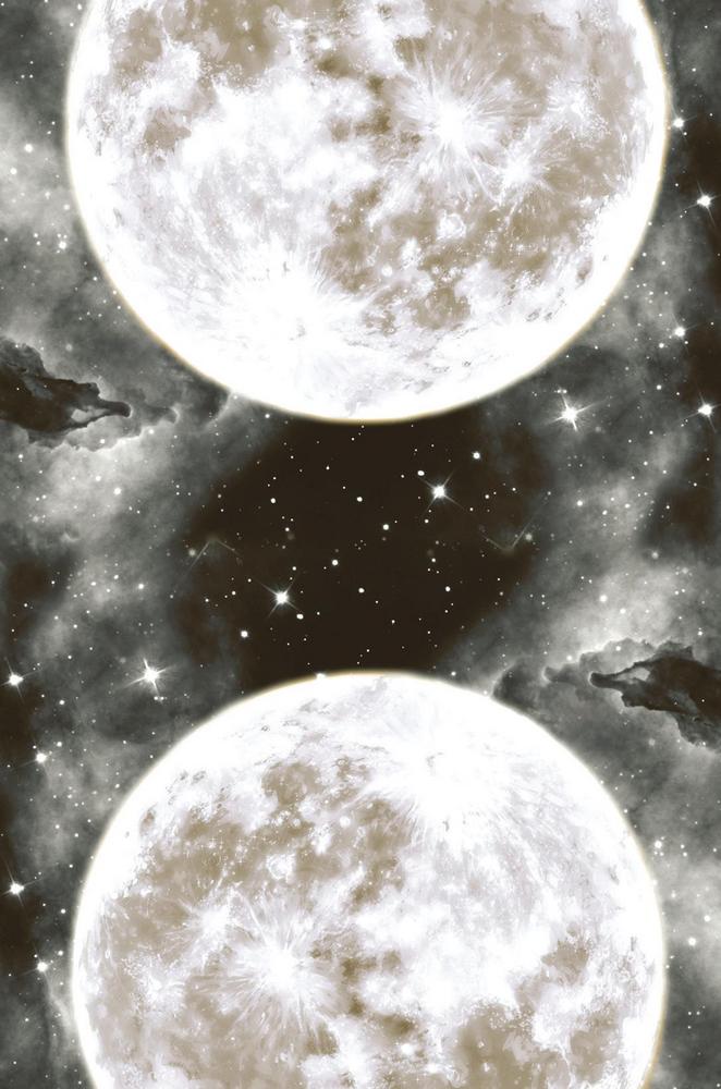 Two luminous full moons glowing in a starry night sky, perfect for spiritual and metaphysical themes.