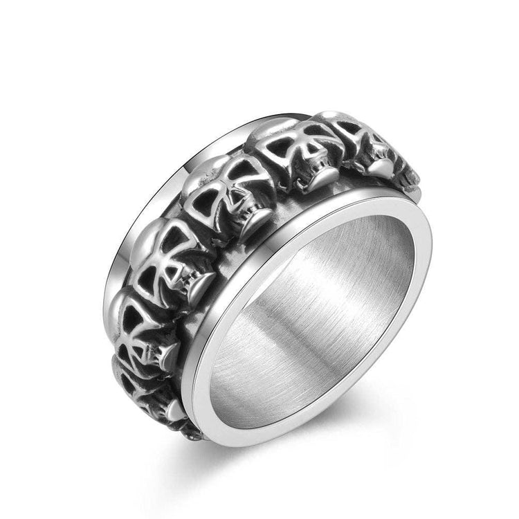 Rotatable Skull Stainless Steel Ring