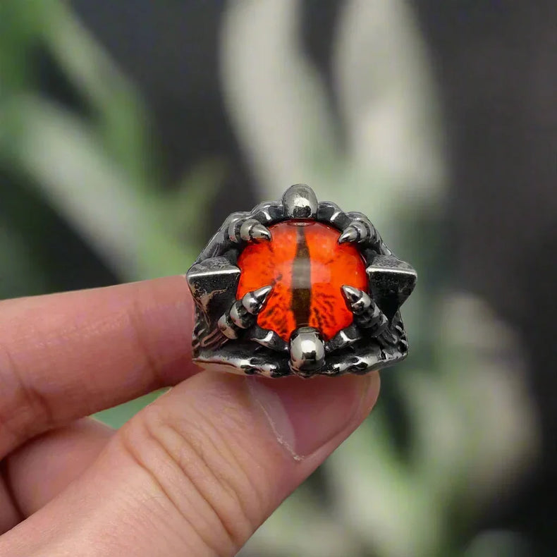 Eyes Stainless Steel Ring - Red size 12