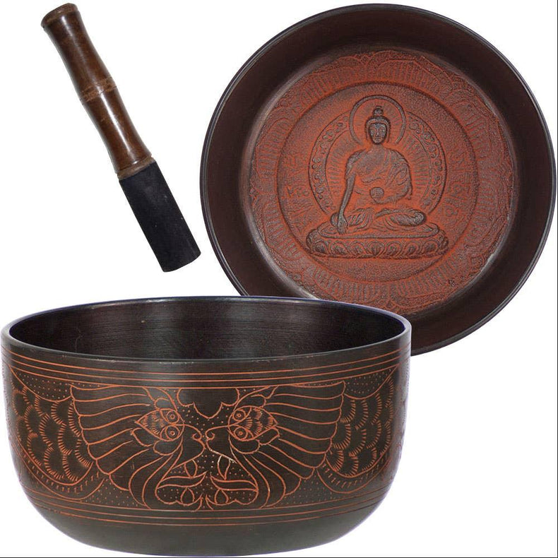 Singing Bowl Embossed 7.75" - Medicine Buddha