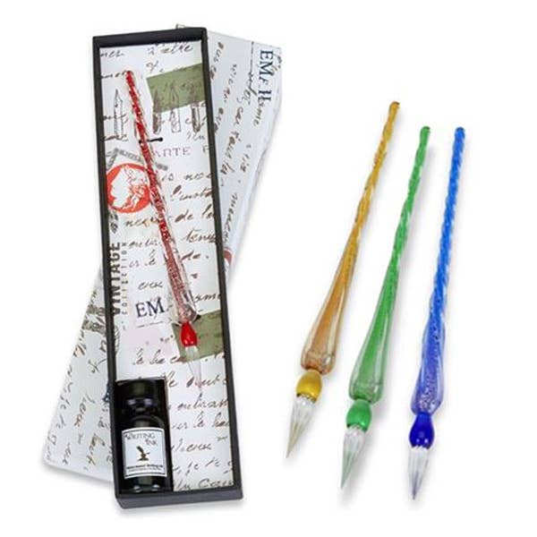 Glass Pen & Ink Sets: Gold