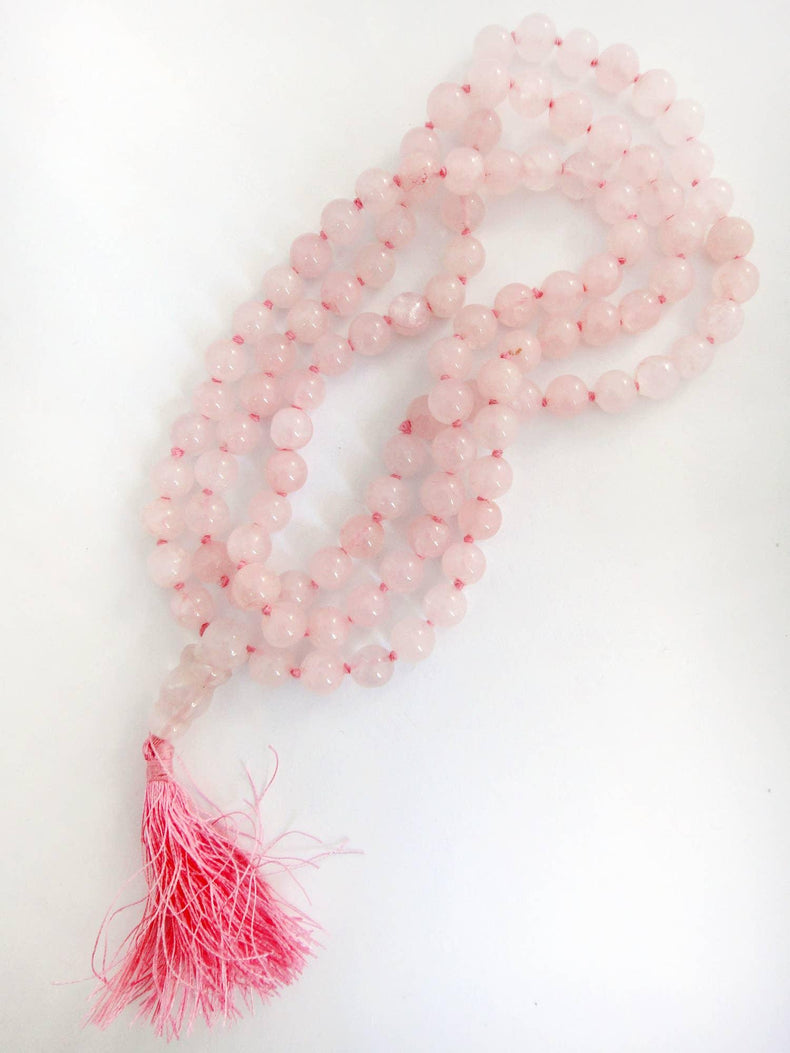 Knotted Rose Quartz Mala