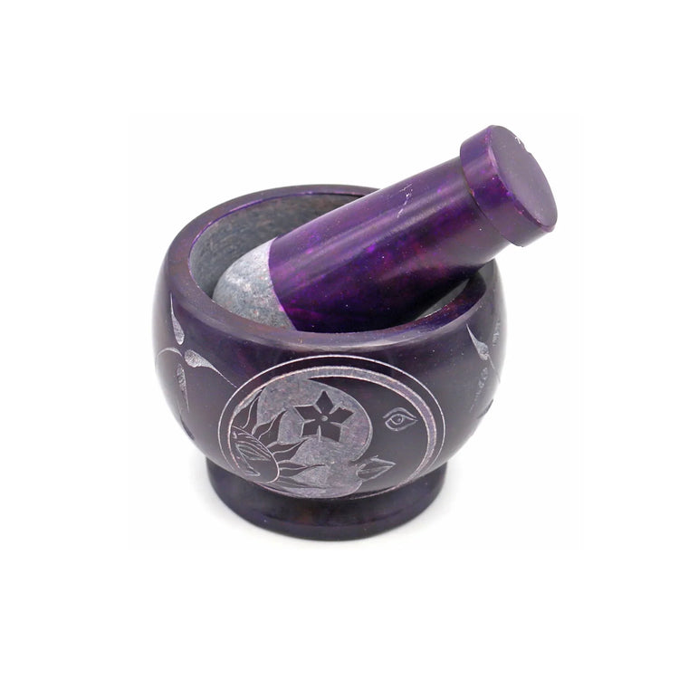 Mortar & Pestle Soapstone - Purple Celestial