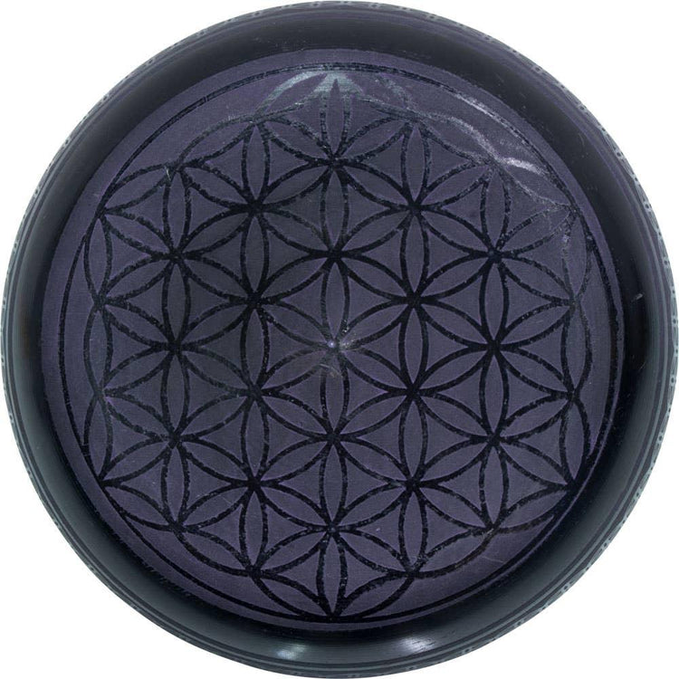 Singing Bowl Round Sided 6in Flower of Life Purple