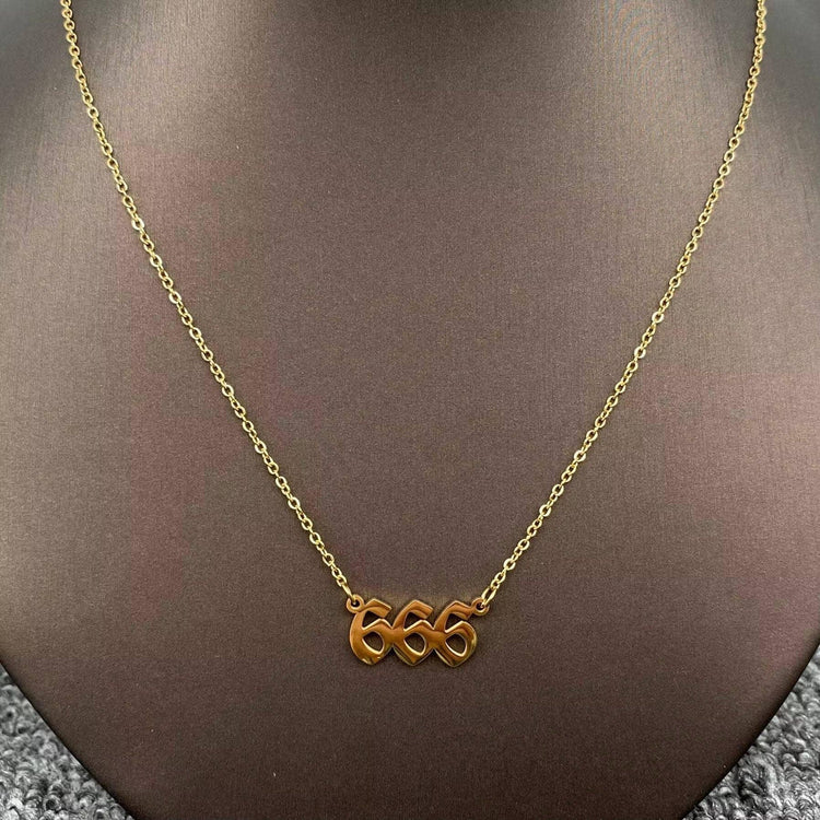Lucky Numbers 18K Gold Plated Stainless Steel Necklace - FGS: 444