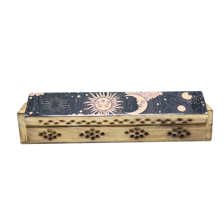 Wooden Incense Burner Box - Sun & Moon