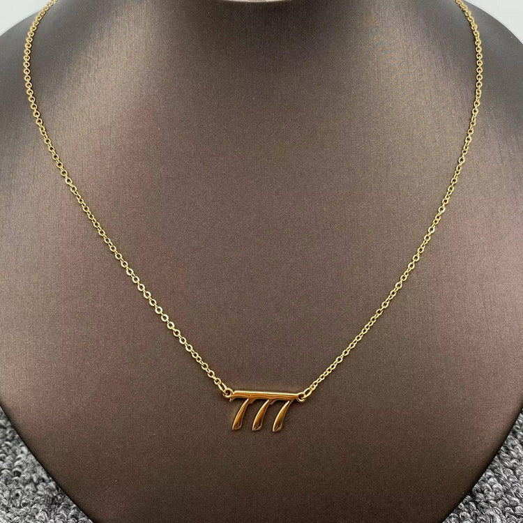 Lucky Numbers 18K Gold Plated Stainless Steel Necklace - FGS: 444
