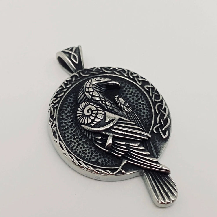 Viking Celtic Knot Crow Stainless Steel Pendant - MJ/MNP: Single pendant