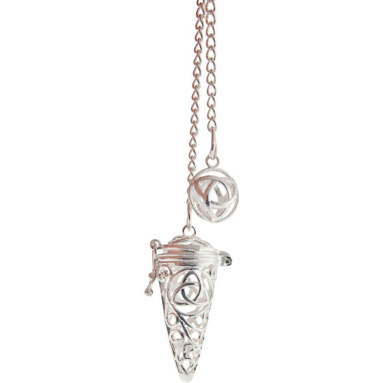 Chambered Pendulum Antique Silver Triquetr