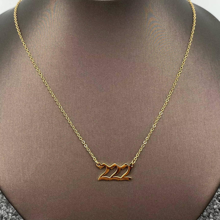 Lucky Numbers 18K Gold Plated Stainless Steel Necklace - FGS: 444